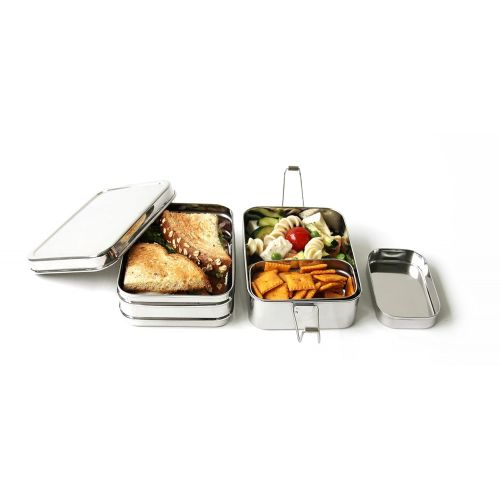  ECOlunchbox Three-in-One Stainless Food Canister & Lunch Box, Regular Size, Perfect for Childrens School Lunch & Snacks