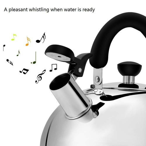  ECPURCHASE Stainless Steel Whistling Tea Kettle Tea Pot, Tea Kettles Stovetop 4.3Qt Large Capacity, Capsule Base Tea Pots for Stove Top (Silver Tone) by Ecpurchase