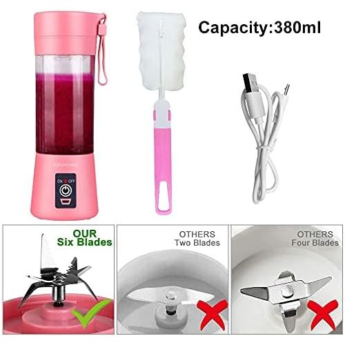  [아마존베스트]ECPURCHASE Portable Blender Single Serve, Personal Size Blender USB Rechargeable Juicer Cup Fruit Mixing Machine Baby Travel 380ml FDA, BPA-Free (Green)