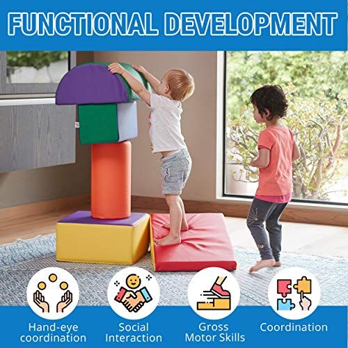  ECR4Kids - ELR-12683 SoftZone Climb and Crawl Activity Play Set, Lightweight Foam Shapes for Climbing, Crawling and Sliding, Safe Foam Playset for Toddlers and Preschoolers, 5-Piec