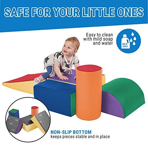  ECR4Kids - ELR-12683 SoftZone Climb and Crawl Activity Play Set, Lightweight Foam Shapes for Climbing, Crawling and Sliding, Safe Foam Playset for Toddlers and Preschoolers, 5-Piec