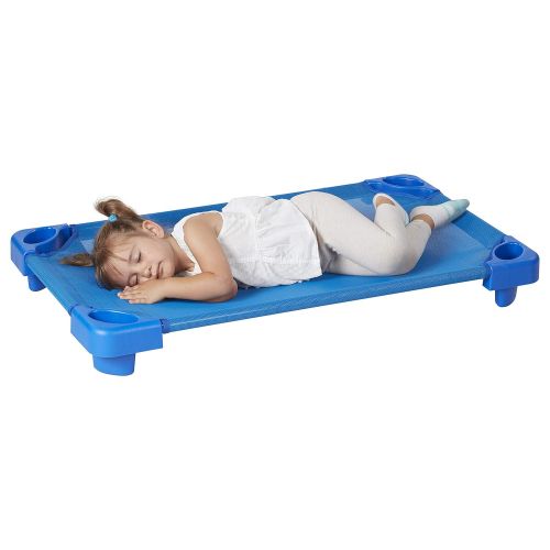  ECR4Kids Childrens Naptime Cot, Stackable Daycare Sleeping Cot for Kids, Heavy-Duty, 52 L x 23 W, Assembled, Blue (Single)