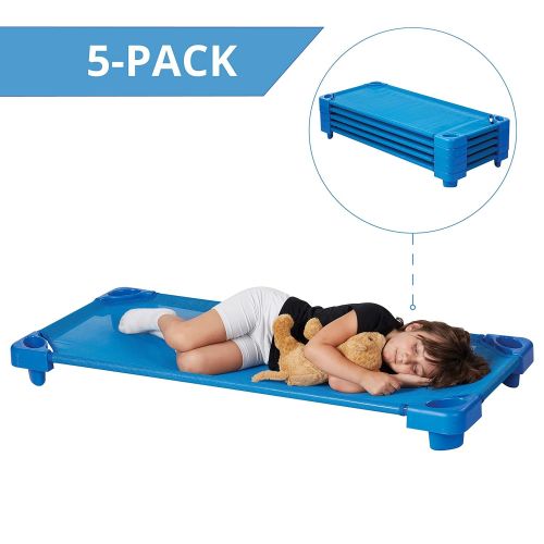  ECR4Kids Childrens Naptime Cot, Stackable Daycare Sleeping Cot for Kids, Heavy-Duty, 52 L x 23 W, Assembled, Blue (Single)