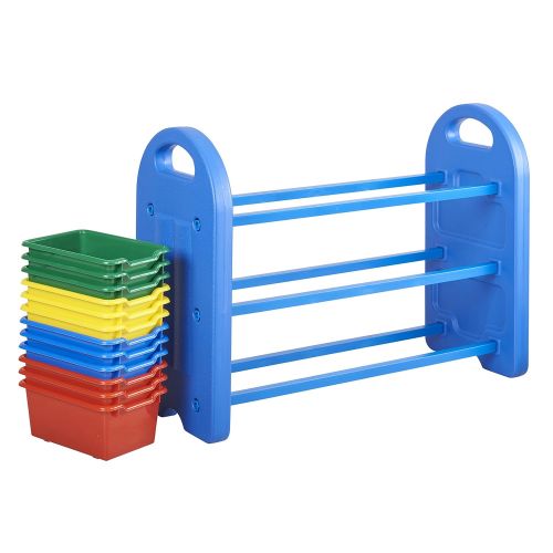  ECR4Kids 3Tier Toy Storage Organizer for Kids, Blue with 12 Assorted Color Bins