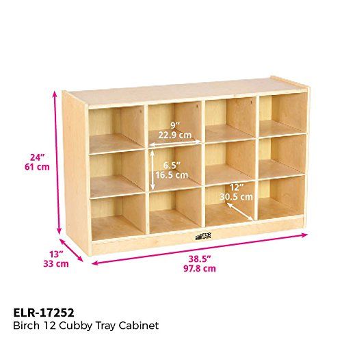  ECR4Kids Birch 30 Cubby Tray Cabinet