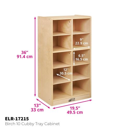  ECR4Kids Birch 30 Cubby Tray Cabinet