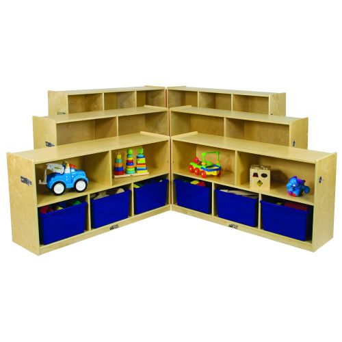  ECR4Kids Birch School Classroom Fold & Lock, 8-Section Storage Cabinet, Natural, 36 H