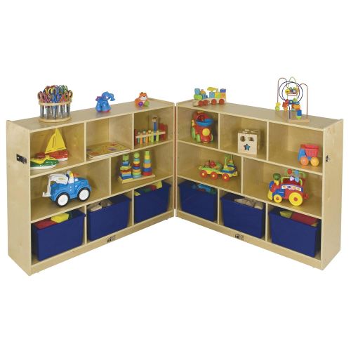  ECR4Kids Birch School Classroom Fold & Lock, 8-Section Storage Cabinet, Natural, 36 H