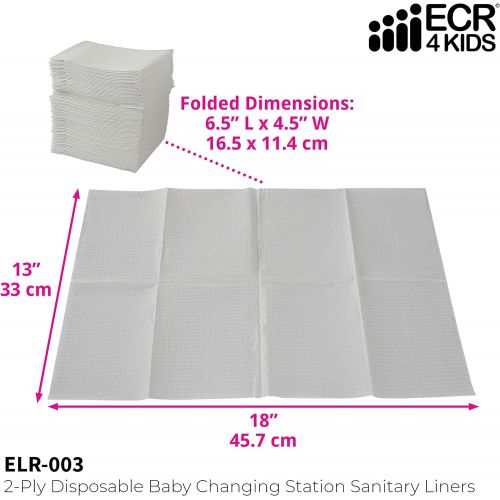  [아마존베스트]ECR4Kids 2-Ply Tissue and Poly Disposable Sanitary Liner for Baby Changing Stations, Dental Bibs, Tattoo Shops, and Senior Care, 18 x 13, 500-Pack - White