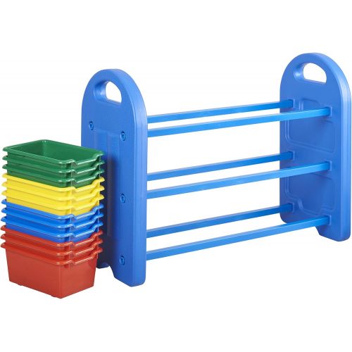  [아마존베스트]ECR4Kids 3Tier Toy Storage Organizer for Kids, Blue with 12 Assorted Color Bins