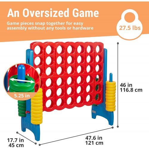  [아마존베스트]ECR4Kids Jumbo 4-to-Score Giant Game Set, Backyard Games for Kids, Jumbo Connect-All-4 Game Set, Indoor or Outdoor Game, Adult and Family Fun Game, Easy to Transport, 4 Feet Tall,