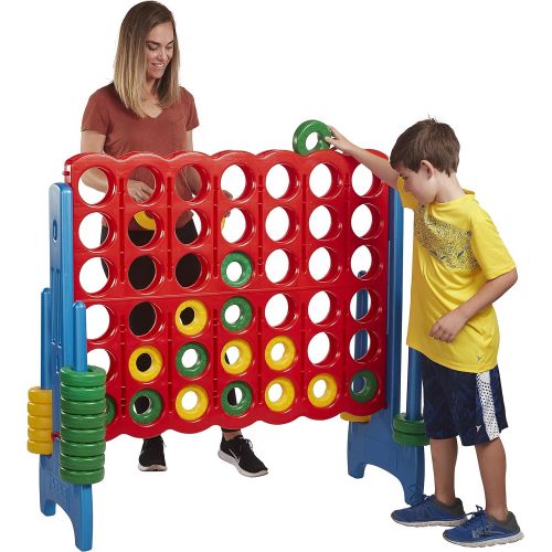  [아마존베스트]ECR4Kids Jumbo 4-to-Score Giant Game Set, Backyard Games for Kids, Jumbo Connect-All-4 Game Set, Indoor or Outdoor Game, Adult and Family Fun Game, Easy to Transport, 4 Feet Tall,