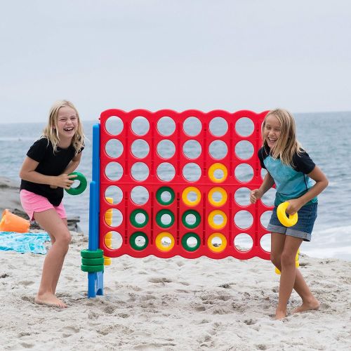  [아마존베스트]ECR4Kids Jumbo 4-to-Score Giant Game Set, Backyard Games for Kids, Jumbo Connect-All-4 Game Set, Indoor or Outdoor Game, Adult and Family Fun Game, Easy to Transport, 4 Feet Tall,