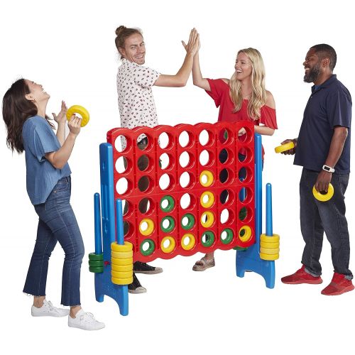  [아마존베스트]ECR4Kids Jumbo 4-to-Score Giant Game Set, Backyard Games for Kids, Jumbo Connect-All-4 Game Set, Indoor or Outdoor Game, Adult and Family Fun Game, Easy to Transport, 4 Feet Tall,