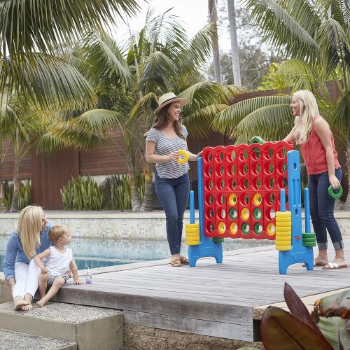  [아마존베스트]ECR4Kids Jumbo 4-to-Score Giant Game Set, Backyard Games for Kids, Jumbo Connect-All-4 Game Set, Indoor or Outdoor Game, Adult and Family Fun Game, Easy to Transport, 4 Feet Tall,