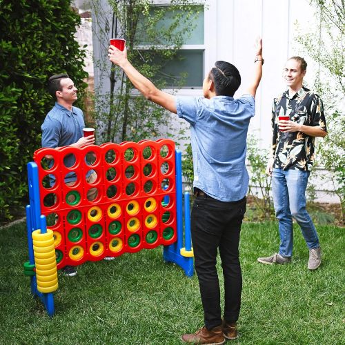  [아마존베스트]ECR4Kids Jumbo 4-to-Score Giant Game Set, Backyard Games for Kids, Jumbo Connect-All-4 Game Set, Indoor or Outdoor Game, Adult and Family Fun Game, Easy to Transport, 4 Feet Tall,