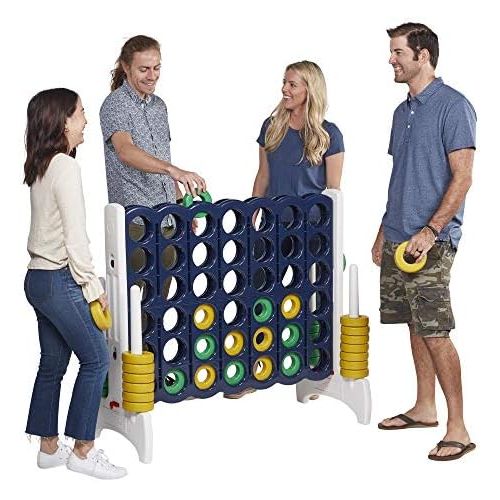  [아마존베스트]ECR4Kids Jumbo 4-to-Score Giant Game Set - Oversized 4-in-A-Row Fun for Kids, Adults and Families - Indoors/Outdoor Yard Play - 4 Feet Tall - Blue and Gold