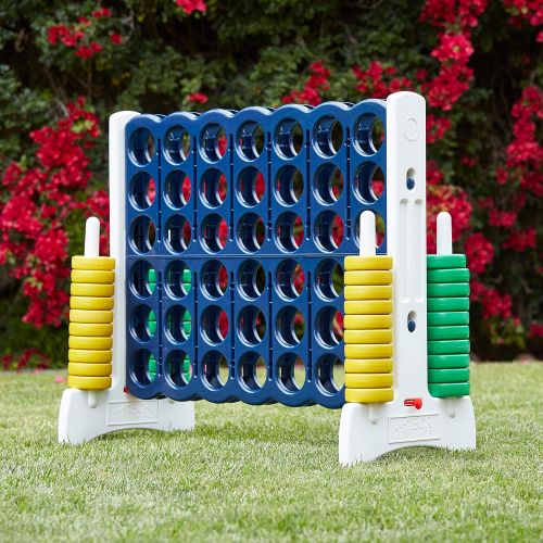  [아마존베스트]ECR4Kids Jumbo 4-to-Score Giant Game Set - Oversized 4-in-A-Row Fun for Kids, Adults and Families - Indoors/Outdoor Yard Play - 4 Feet Tall - Blue and Gold