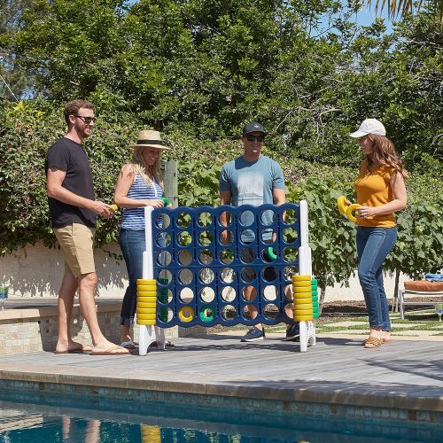  [아마존베스트]ECR4Kids Jumbo 4-to-Score Giant Game Set - Oversized 4-in-A-Row Fun for Kids, Adults and Families - Indoors/Outdoor Yard Play - 4 Feet Tall - Blue and Gold