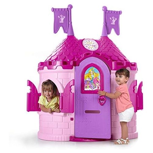  [아마존베스트]ECR4Kids Junior Princess Palace Playhouse, Pink Castle Playhouse with Working Doorbell, Full-Sized Door with Mail Slot and Shutters, Indoor or Outdoor Play, Over 6 Feet Tall