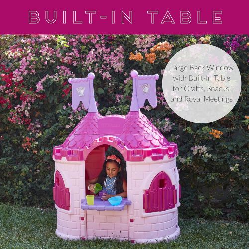  [아마존베스트]ECR4Kids Junior Princess Palace Playhouse, Pink Castle Playhouse with Working Doorbell, Full-Sized Door with Mail Slot and Shutters, Indoor or Outdoor Play, Over 6 Feet Tall