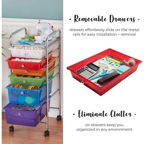  ECR4Kids 6-Drawer Mobile Organizer, Smoke