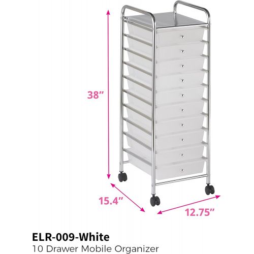  ECR4Kids 10-Drawer Mobile Organizer, White