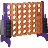 ECR4Kids Jumbo 4-To-Score Giant Game Set - Oversized 4-In-A-Row Fun for Kids, Adults and Families - Indoors/Outdoor Yard Play - 4 Feet Tall - Orange and Purple