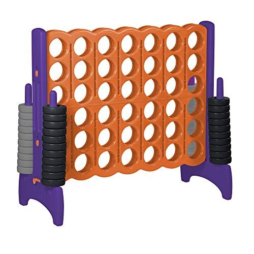  ECR4Kids Jumbo 4-To-Score Giant Game Set - Oversized 4-In-A-Row Fun for Kids, Adults and Families - Indoors/Outdoor Yard Play - 4 Feet Tall - Orange and Purple