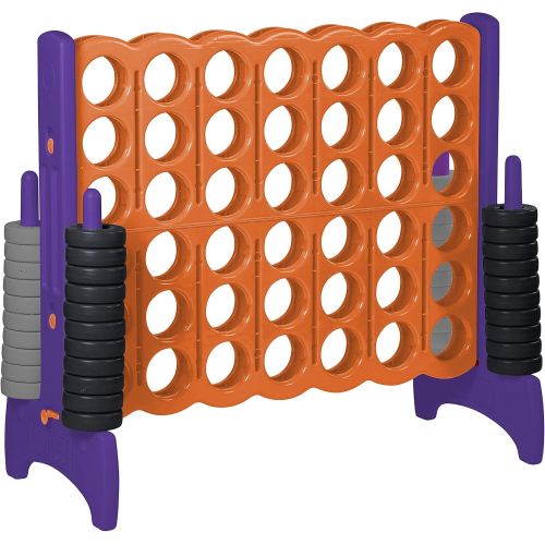  ECR4Kids Jumbo 4-To-Score Giant Game Set - Oversized 4-In-A-Row Fun for Kids, Adults and Families - Indoors/Outdoor Yard Play - 4 Feet Tall - Orange and Purple