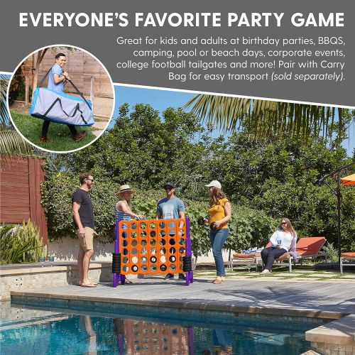  ECR4Kids Jumbo 4-To-Score Giant Game Set - Oversized 4-In-A-Row Fun for Kids, Adults and Families - Indoors/Outdoor Yard Play - 4 Feet Tall - Orange and Purple