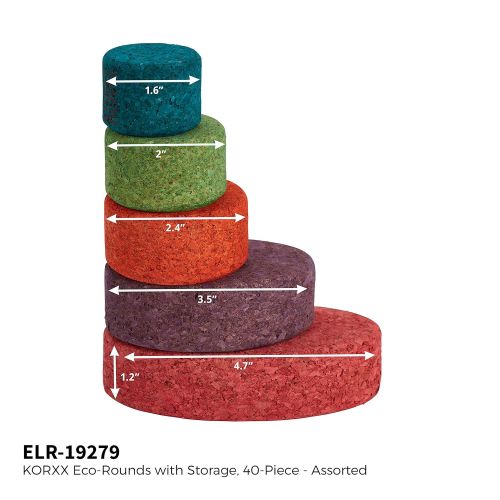  ECR4Kids ELR-19279 KORXX Eco-Rounds with Storage, 40-Piece, Assorted