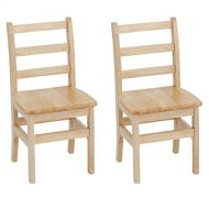 ECR4Kids-ELR-15320 14 Hardwood 3-Rung Ladder-back Chair, Natural (Pack of 2)