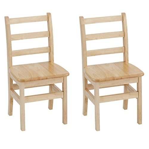  ECR4Kids-ELR-15320 14 Hardwood 3-Rung Ladder-back Chair, Natural (Pack of 2)