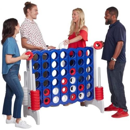  ECR4Kids Jumbo 4-to-Score Giant Game Set, Backyard Games for Kids, Indoor/Outdoor Connect-All-4, Adult and Family Fun Game, 43 Inches Tall, America  Red, White and Blue (Game Only