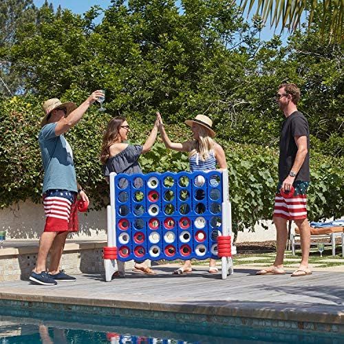  ECR4Kids Jumbo 4-to-Score Giant Game Set, Backyard Games for Kids, Indoor/Outdoor Connect-All-4, Adult and Family Fun Game, 43 Inches Tall, America  Red, White and Blue (Game Only