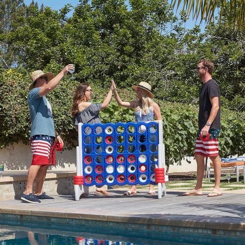  ECR4Kids Jumbo 4-to-Score Giant Game Set, Backyard Games for Kids, Indoor/Outdoor Connect-All-4, Adult and Family Fun Game, 43 Inches Tall, America  Red, White and Blue (Game Only