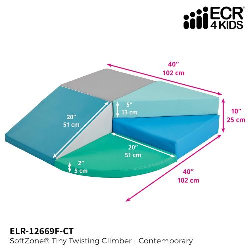  ECR4Kids SoftZone Tiny Twisting Foam Corner Climber - Indoor Active Play Structure for Toddlers and Kids - Soft Foam Play Set, Contemporary