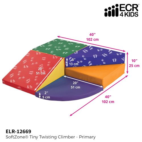  ECR4Kids SoftZone Tiny Twisting Foam Corner Climber - Indoor Active Play Structure for Toddlers and Kids - Soft Foam Play Set, Primary