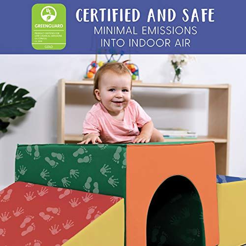  ECR4Kids SoftZone Single-Tunnel Foam Climber, Freestanding Indoor Active Play Structure for Toddlers and Kids, Safe Soft Foam Play Set, Easy to Assemble, Primary Colors