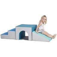 ECR4Kids SoftZone Single-Tunnel Foam Climber, Freestanding Indoor Active Play Structure for Toddlers and Kids, Safe Soft Foam Play Set, Easy to Assemble, Contemporary