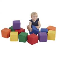 ECR4Kids SoftZone Patchwork Toddler Block Playset, Gentle Foam Blocks for Safe Active Play and Building, Built to Last, Certified and Safe, 12-Piece Set, Primary