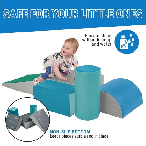  ECR4Kids SoftZone Climb and Crawl Activity Play Set, Lightweight Foam Shapes for Climbing, Crawling and Sliding, Safe Foam Playset for Toddlers and Preschoolers, 5-Piece Set, Conte