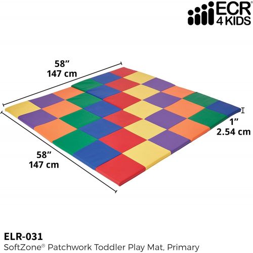  Visit the ECR4Kids Store ECR4Kids Softzone Patchwork Toddler Foam Play Mat, 58-Inch Square, Floor Mats For Tummy Time, Colorful Baby Play Mat, Soft Floor Mat for School Or Daycare, Baby Play Mat, Padded Ru