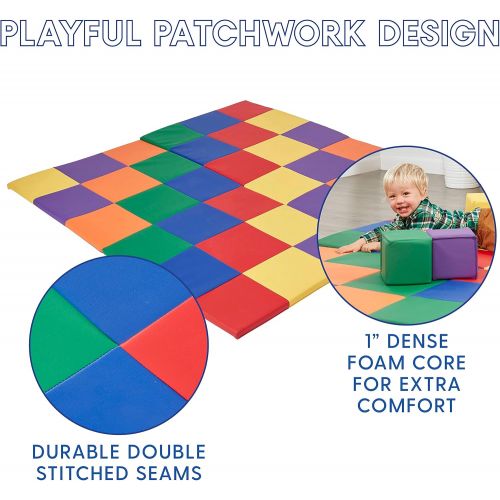  Visit the ECR4Kids Store ECR4Kids Softzone Patchwork Toddler Foam Play Mat, 58-Inch Square, Floor Mats For Tummy Time, Colorful Baby Play Mat, Soft Floor Mat for School Or Daycare, Baby Play Mat, Padded Ru