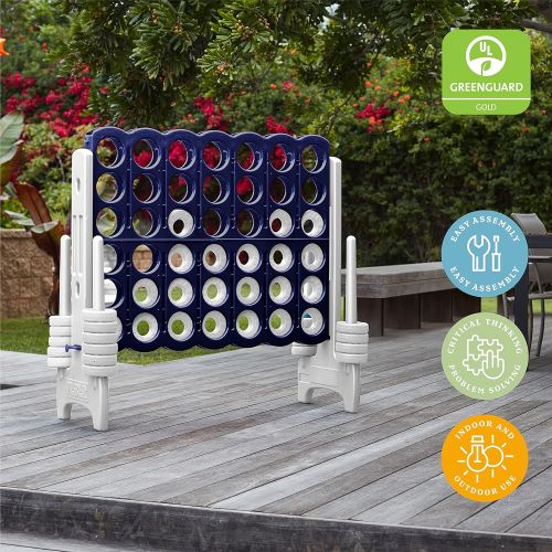  ECR4Kids Jumbo 4-to-Score Giant Game Set with Optional Drink Cup Holders, Backyard Games for Kids, Jumbo Connect-All-4 Game Set, Indoor or Outdoor Game, Family Fun Game, 4 Feet Tal