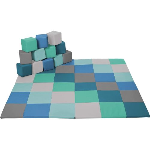  ECR4Kids Softzone Patchwork Toddler Foam Play Mat, 58 Square, Primary