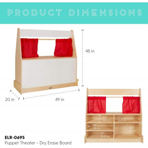  ECR4Kids Birch Hardwood Activity Pretend Play Puppet Theater, Dry-EraseFlannel Board, Natural, 49 H