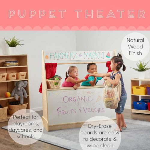  ECR4Kids Birch Hardwood Activity Pretend Play Puppet Theater, Dry-EraseFlannel Board, Natural, 49 H