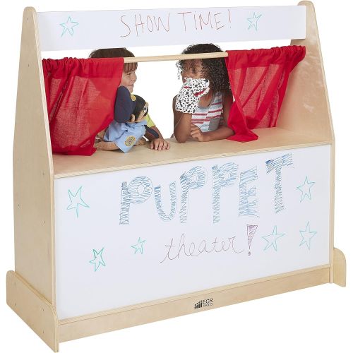  ECR4Kids Birch Hardwood Activity Pretend Play Puppet Theater, Dry-EraseFlannel Board, Natural, 49 H